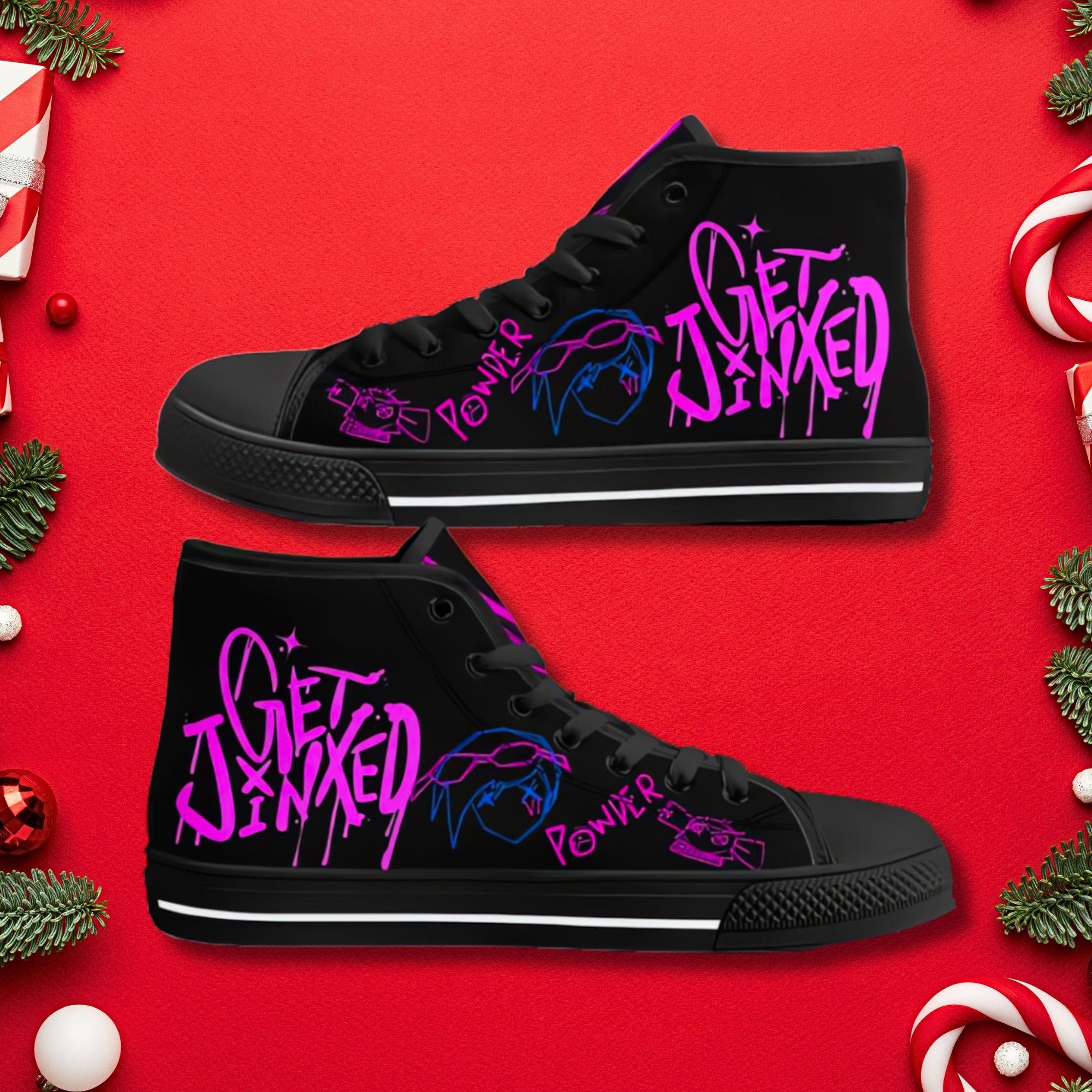Arcane get jinxed custom canvas high top shoes arcane gift merch gift for her gift christmas gift arcane lol womens mens kids converse shoes