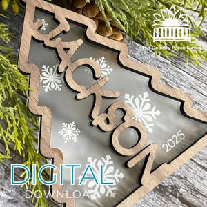 Christmas Tree Layered Name Ornament Laser File, Digital Download, Personalized Kids Tree Ornament Cut File