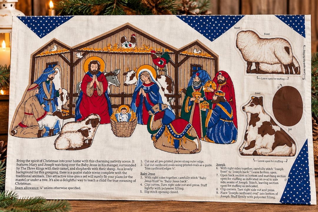 Scene Cutter Clacking Cranston VIP Nativity Scene Cut Sew Fabric Panel Uncut Christmas Manger ...