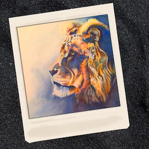Polaroid Watercolor Lion Sticker - Polaroid Sticker Pack – Original Designs by Nadia Schaaf - An Artful Memory in Sticker Form