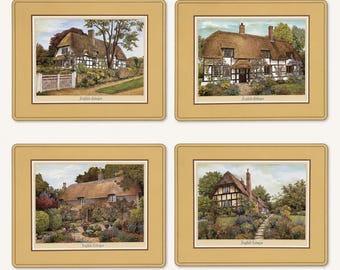 Mint Pimpernel English Cottages Tischsets 4-teilig, hergestellt in England Kork-Rückseite