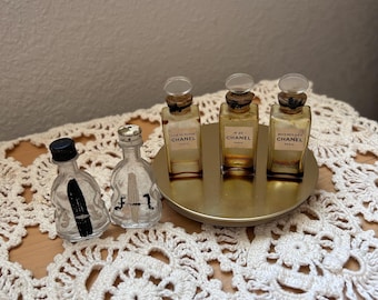 Petite Parisian Elegance Miniature CHANEL Perfume Bottle Collection + Melloglo Violins | Rare Vintage Fragrance Display- Vintagely Lavender