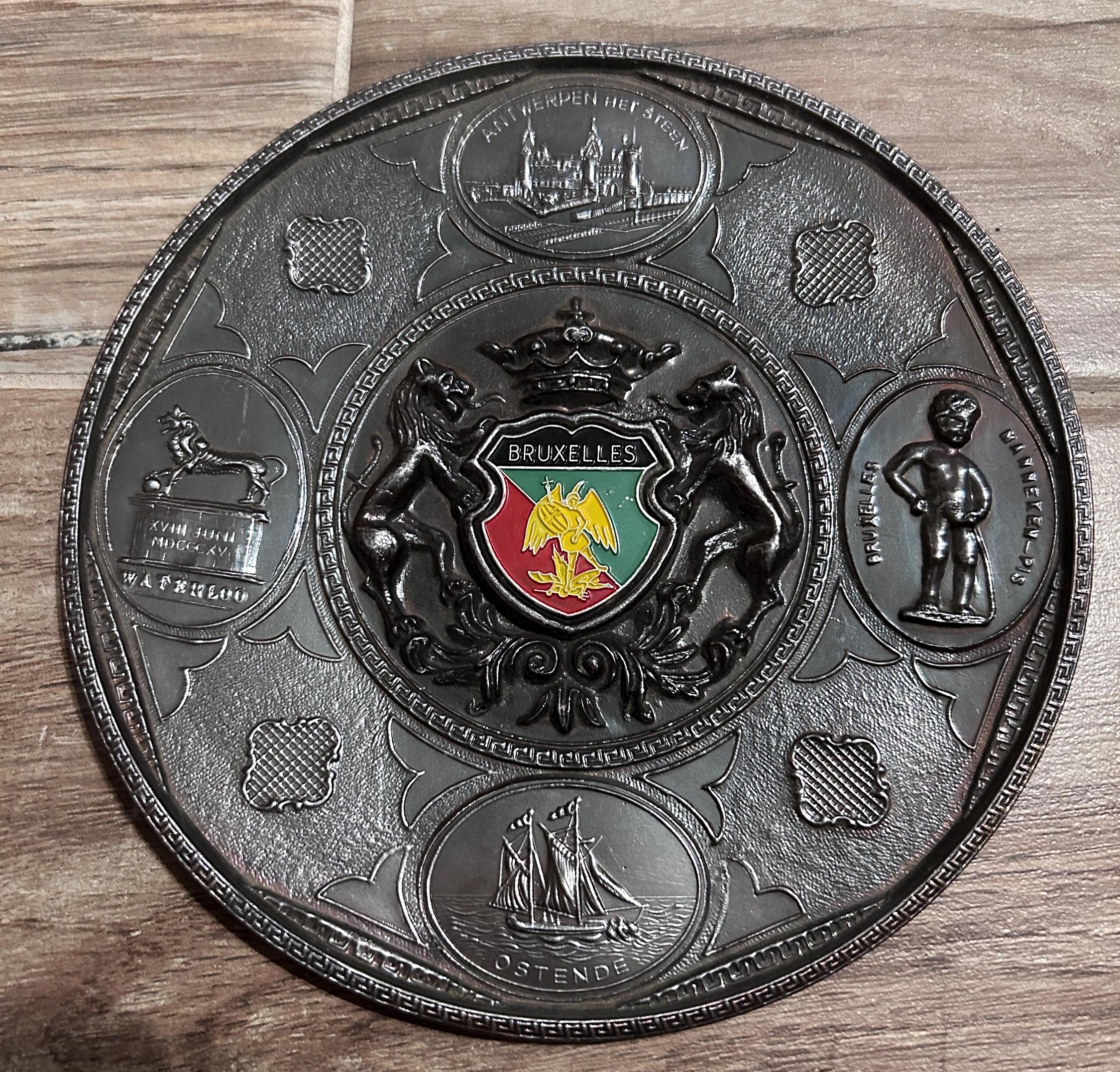 Antique Vintage Coat of Arms Bruxelles Copper Plate – A Timeless Heritage Piece - Vintagely Lavender