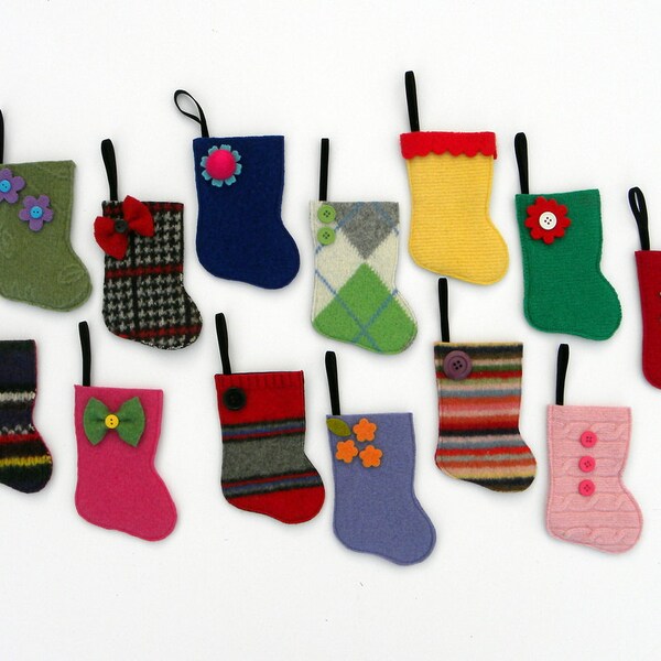 Advent Kalender - gerettete wolle Mini glatt Ornaments - 2013 Set Set V - Set 25 - Recycling-Pullover Wolle von Alicia Todd