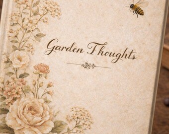 Cuaderno/Libro de notas de jardinería vintage con tapa dura y diseño floral de abejas y flores, cuaderno de bocetos botánicos, regalo para jardineros.