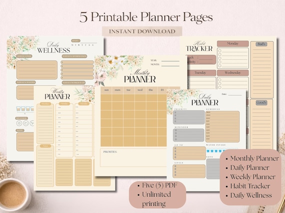 The Soft Discipline Planner Bundle | Printable Daily, Weekly & Habit Tracker | PDF Instant Download