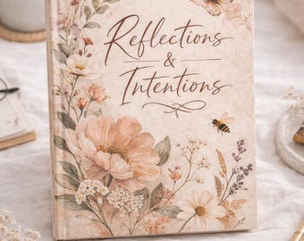 Diario de reflexión, tapa dura con diseño de mariposas florales, páginas rayadas y perforadas, primavera, diario vintage de flores.