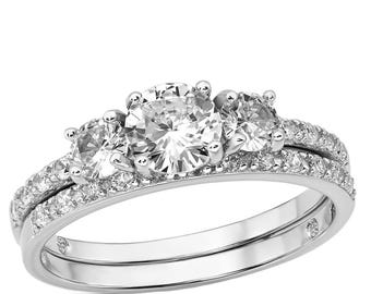 Women's Wedding Ring,CZ Diamond Ring,Anniversary,Engagement,Sterling Silver Ring,Fitting Band Included,Unique Wedding Ring