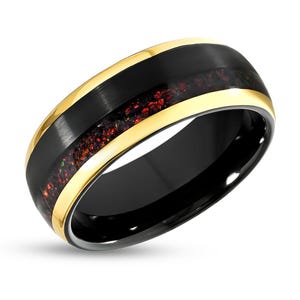 Ruby Wedding Band,Black Tungsten Ring,Anniversary Ring,Engagement Ring,Tungsten Carbide,Men&#39;s Wedding Band,Women&#39;s Wedding Ring,Dome Shape
