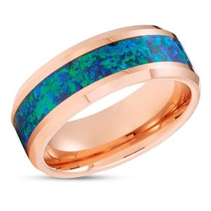 Opal Wedding Band,Rose Gold,