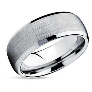 Cobalt Chrome Wedding Band,Silver Wedding Ring,Dome Wedding Band,Beveled Edges,Anniversary,Engagement,Comfort Fit,Cobalt Ring,Brush Band