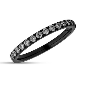 2 mm vigselring i allians, titanvigselring, årsdag, förlovningsring, svart titanring, bekväm passform, vigselring för kvinnor, cz-ring