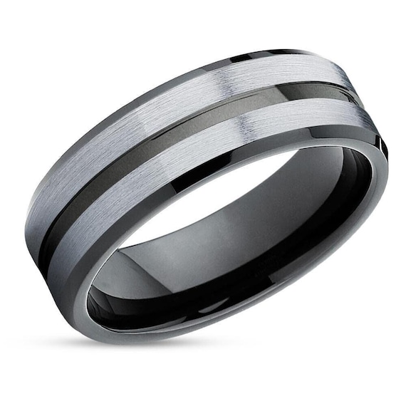 6mm Tungsten Carbide Wedding Band Ring - Brushed & Polished Black, Comfort Fit, Sizes 4-15, Lifetime Guarantee - View #10
