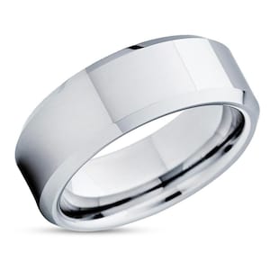 Cobalt Wedding Ring,Silver Cobalt Ring,Beveled Edges,High Polish Finish,Comfort Fit,Anniversary,Engagement,Man or Women,Flat Ring