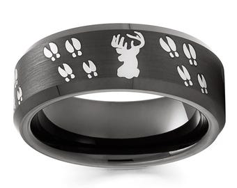 VAKKI 8mm Anelli Neri Per Uomo/Donna Fede Nuziale In Tungsteno Con - Foto 2