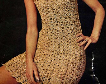 INSTANT DOWNLOAD-cute 1960s lace mini dress vintage crochet pattern-32-42 inch chest, pdf delivery