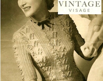 INSTANT DOWNLOAD-1940s wartime ladies lily of the valley jumper vintage knitting pattern-pdf email delivery