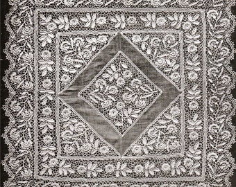 INSTANT DOWNLOAD-Vintage Victorian irish crochet pattern for a rose and carnation design square- pdf  email delivery
