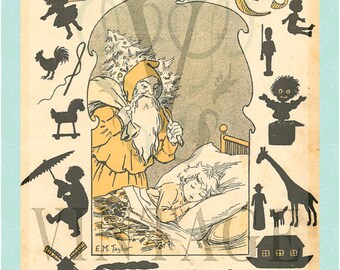 Digital Collage sheet- Vintage Christmas image- 'Dream of Santa' scrapbooking, tags, cards etc