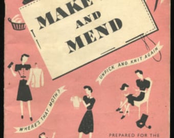 Download instantâneo - Livreto em PDF sobre como reaproveitar e consertar roupas vintage da época da guerra (década de 1940)
