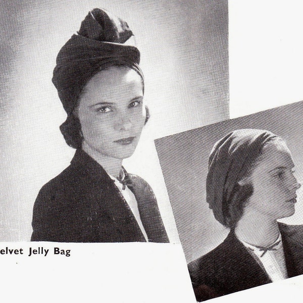 INSTANT DOWNLOAD-Vintage 1940s wartime 'jelly bag' hat sewing pattern-  easy make - PDF