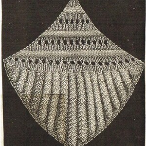 Vintage very old knitting pattern scallop shell shape, over 120 years old for quilt, bedspread, afgan etc pdf instant download