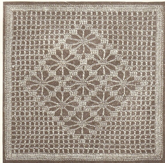 Vintage very old crochet pattern square and border for quilt, afgan, shawl etc pdf email delivery
