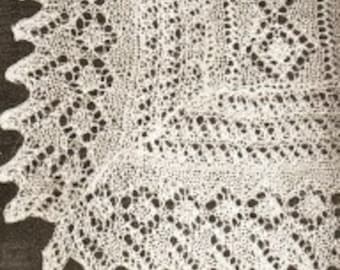 Vintage Downton Abbey era lace baby shawl knitting pattern -christening shawl-pdf email delivery