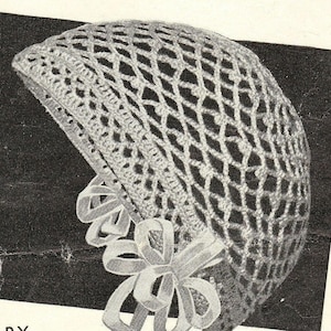Pretty lacy crochet cap vintage crochet pattern 1920s pdf instant download