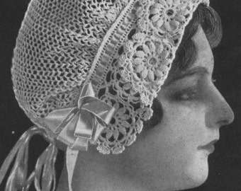 Instant download-Vintage crochet pattern for pretty lace cap from Edwardian downton abbey era-pdf email delivery