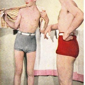 Natation tricotée pour homme des années 40, maillot de bain, short, 2 tailles modèle de tricot vintage pdf téléchargement immédiat
