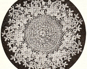Vintage very old flower lace doily crochet pattern-pdf, instant download