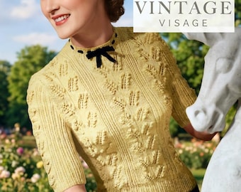 INSTANT DOWNLOAD-1940s wartime ladies lily of the valley jumper vintage knitting pattern-pdf instant download