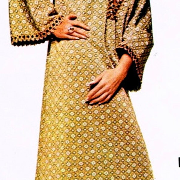 INSTANT DOWNLOAD-Vintage 1960s kaftan dress sewing pattern- very easy make - PDF