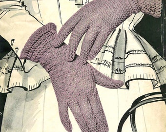 INSTANT DOWNLOAD-Vintage crochet pattern for elegant lace gloves-pdf email delivery