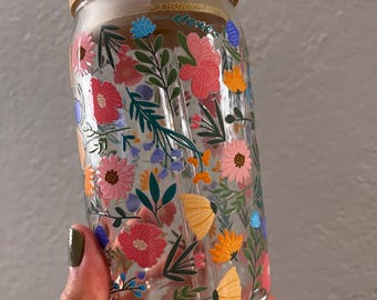 Fresh Flowers Glass Cup