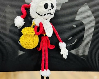 Handmade Jack Skellington Christmas Crochet Doll | Crocheted Santa Claus | Christmas Doll | Christmas ornaments