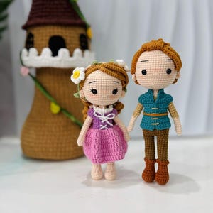 Crochet Rapunzel Doll | Crochet Flynn Rider doll | Amigurumi princess doll | Rapunzel princess doll | Rapunzel Plush toy | Gift birthday