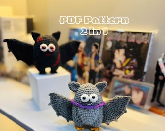 Fledermaus Amigurumi Häkelanleitung PDF | Gruselige Halloween Plüsch Anleitung | Schlüsselanhänger & Hängendecor Digitaler Download