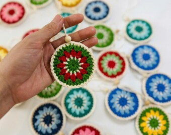 Christmas Ornament | Decor Christmas tree | Crochet Ornament Decor | Flower Ornaments | Crochet Baubles