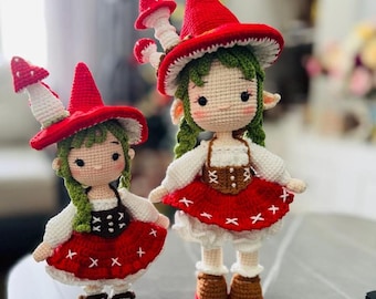 Crochet Mushroom Fairy Doll – Handmade Cottagecore Woodland Amigurumi