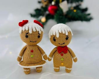 Handmade Crochet Gingerbread Man Ornament | Amigurumi Christmas Plush Doll | Holiday Decoration