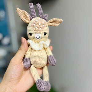 Handmade Crochet Deer Plush Toy, Soft Amigurumi Animal, Kids Room Decor, Gift for Child, Forest Fawn Crochet Plush