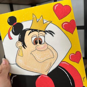 8x10 Queen Of Hearts Alice in Wonderland Villian Acrylic Canvas Art