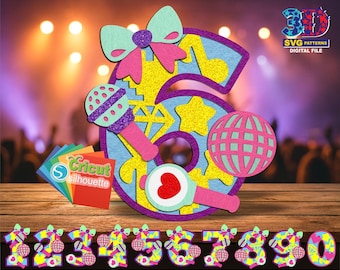 Kpop verjaardag nummers 3D Svg: K pop cake topper Svg, Cricut silhouet Svg (digitale download)