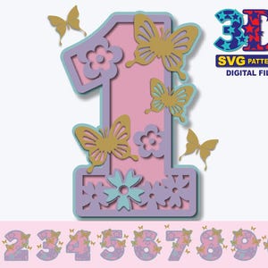 Butterfly Birthday Party Numbers, Butterfly svg, Girl Birthday Party, Any Age Birthday, DIY digital download svg cricut and silhouette