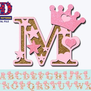 Alfabeto de princesa SVG, Princesa svg, Fiesta de cumpleaños de niña, Letras, Descarga digital de bricolaje svg cricut silueta
