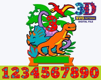 Dinosaur Birthday Cake Topper SVG: DIY Party Decor (Digital Download)