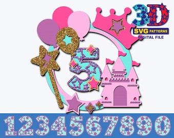 Princess Castle Birthday Cake Topper, Castle svg, Girl Birthday Party, Any Age Birthday, DIY digital download svg cricut silhouette