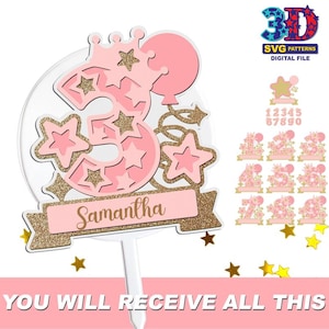 Princess Birthday Party Numbers Topper, Princess svg, Girl Birthday Party, Any Age Birthday, DIY digital download svg cricut and silhouette